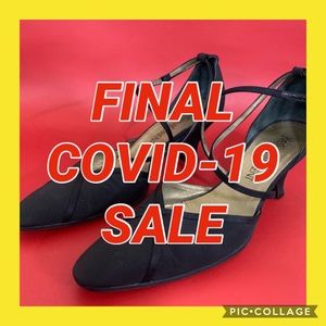 Saint Laurent Black Fabric Strap Heels (6.5)